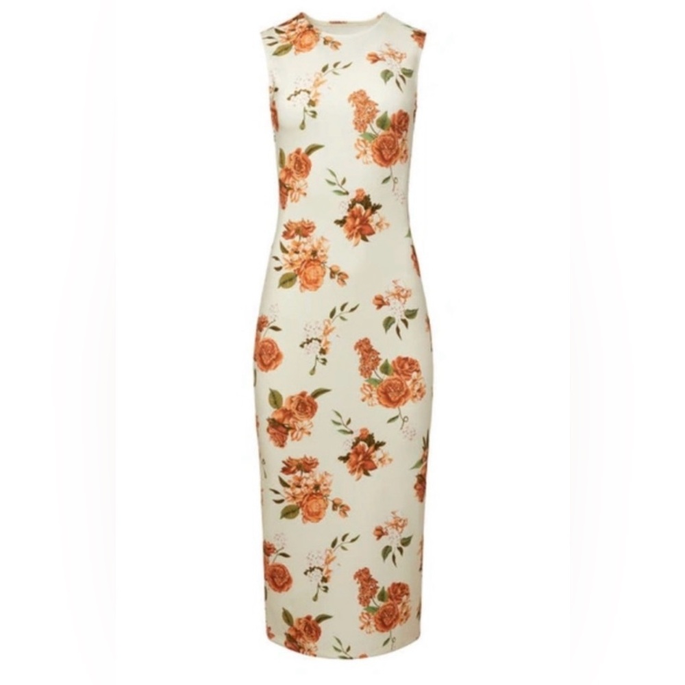 WEWOREWHAT Muscle Tank Midi Dress in Ivory floral, size small